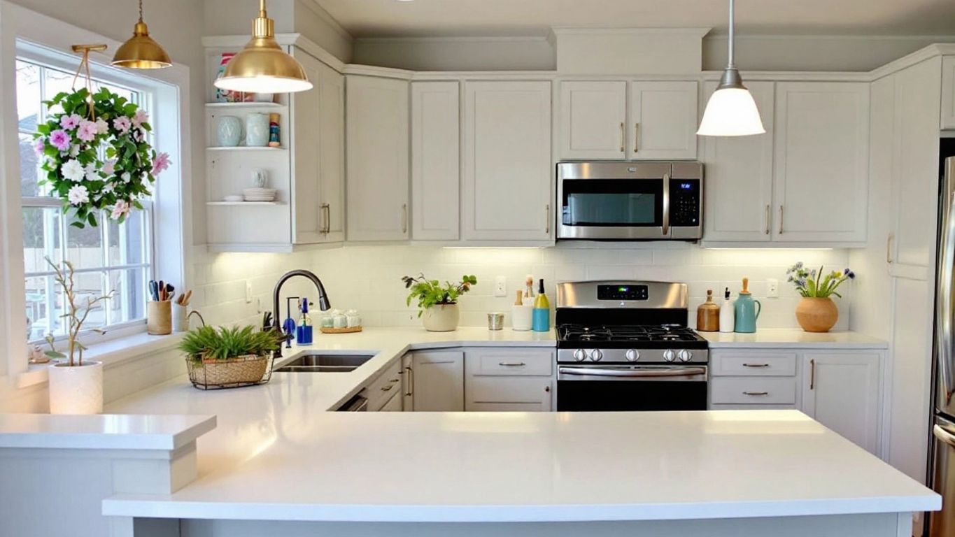 Modern kitchen makeover with stylish appliances and decor.