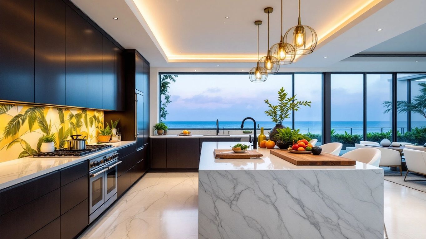 Modern Miami kitchen with sleek design and vibrant colors