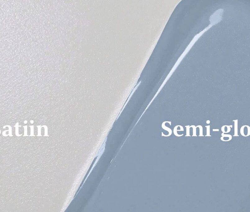 Comparison of satin and semi-gloss paint textures.