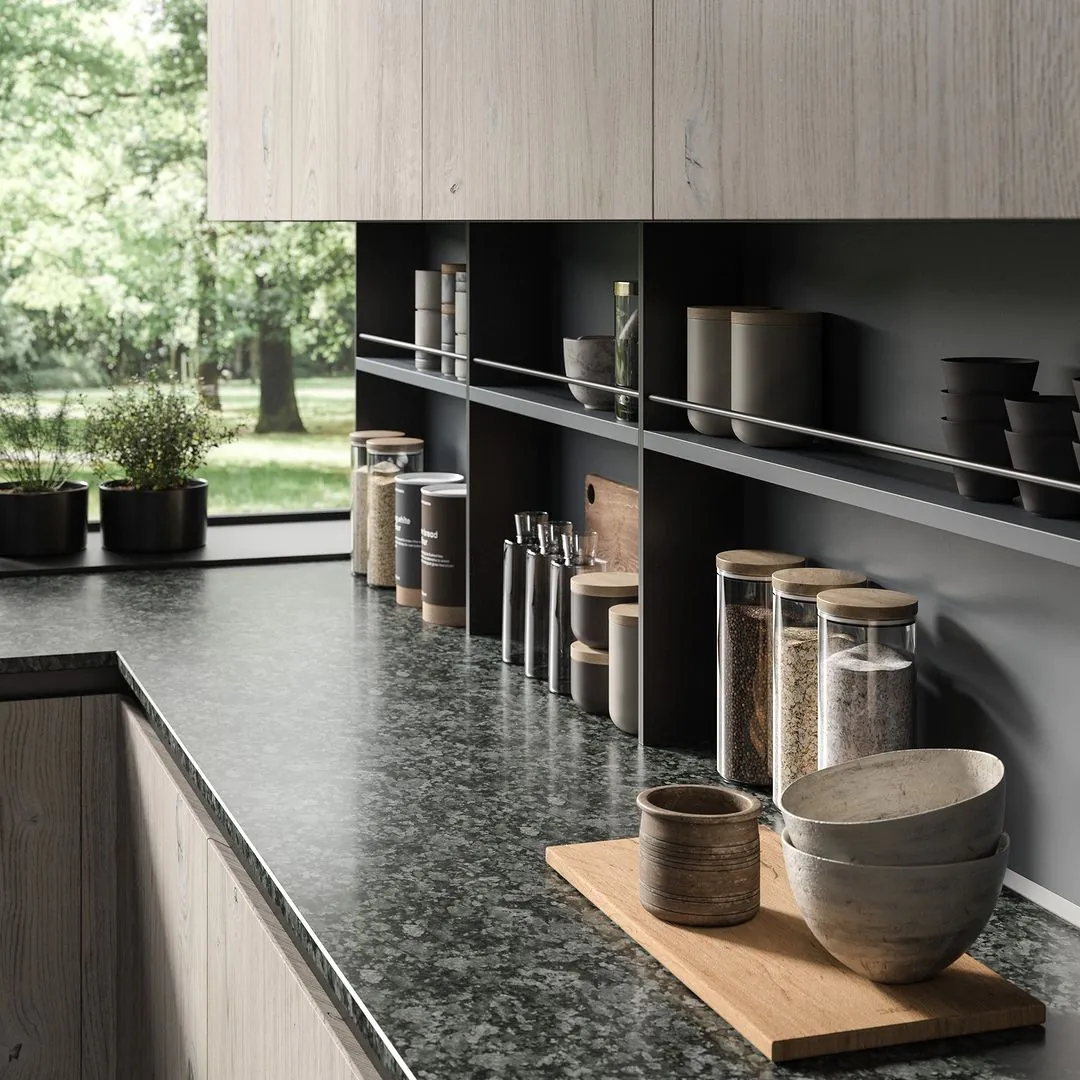 Stylish small kitchen makeover with modern design elements.