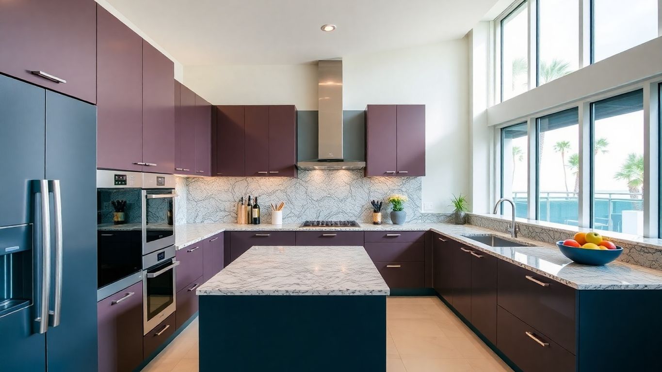 Modern Miami kitchen with sleek design and bright colors.