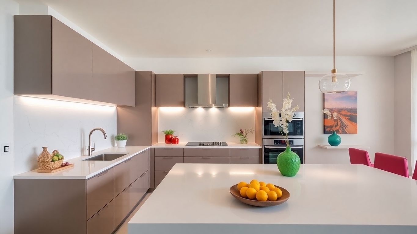 Modern Miami kitchen with sleek design and vibrant colors.