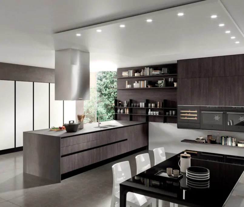 Modern kitchen with sleek cabinets, a spacious layout, and natural light.